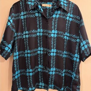 Marni Black and Blue Patterned Shirt